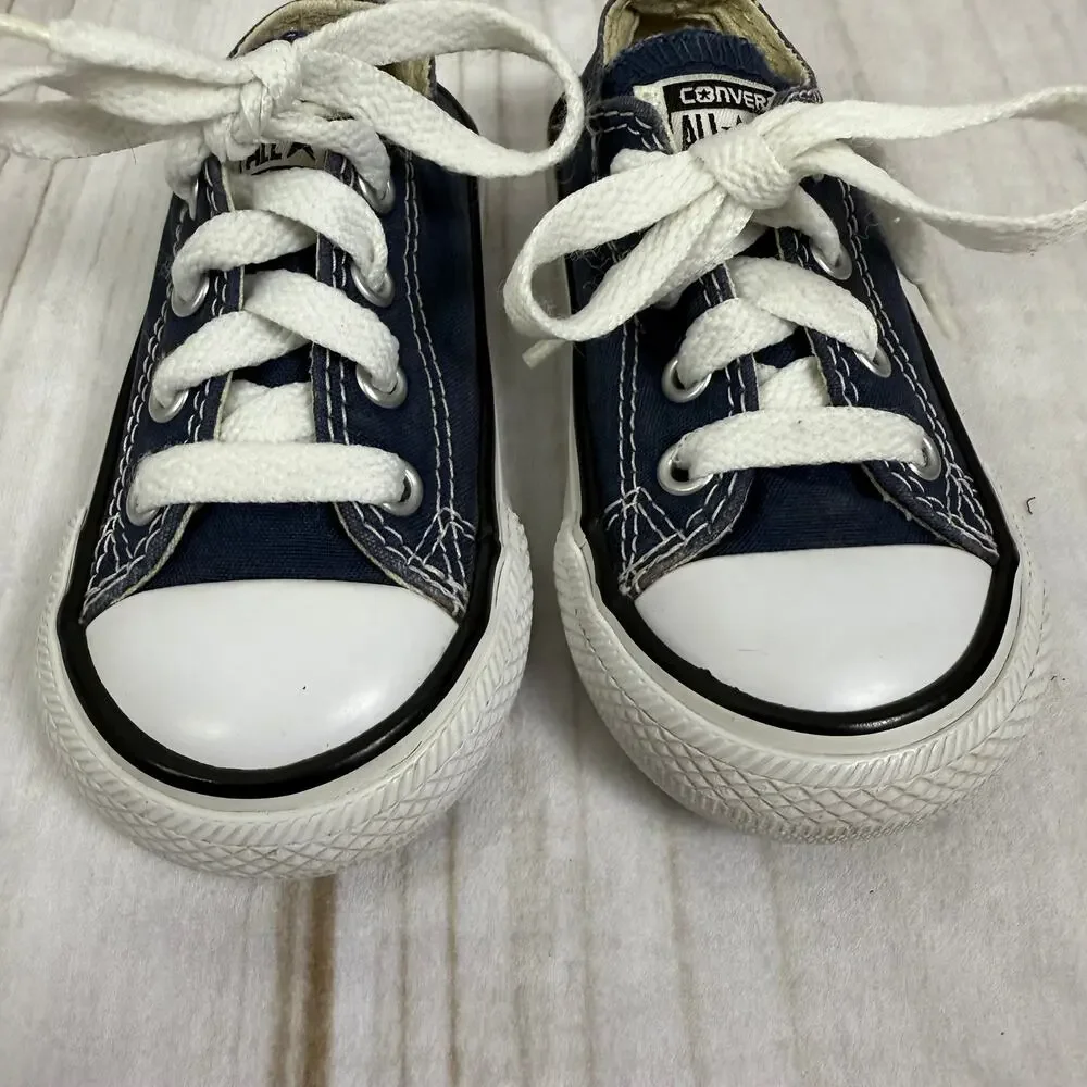 Kids Navy Blue Converse All‎ Star Chuck Taylor Low Top Canvas Shoes Size 5